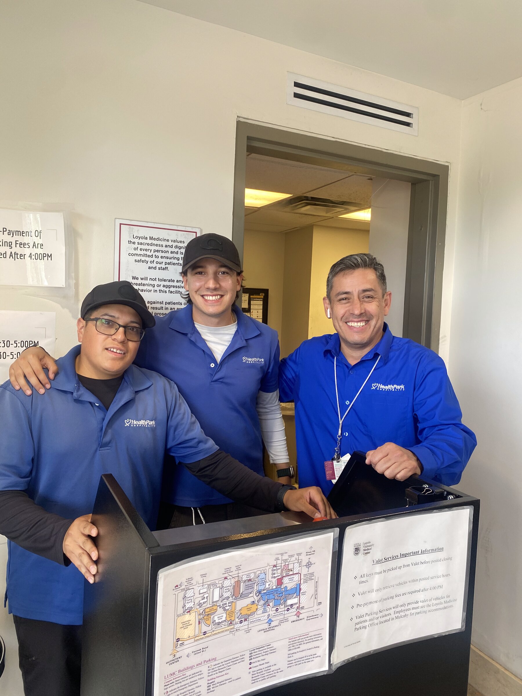 HealthPark lobby ambassador team at a hospital front desk